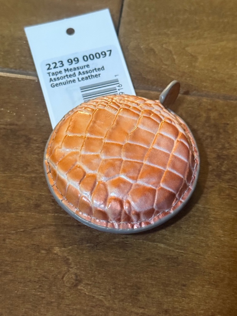 Brahmin Orange Croc-Embossed Leather Tape Measure
